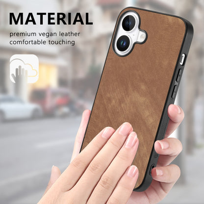 For iPhone 16 Plus Vintage Leather PC Back Cover Phone Case(Brown) - iPhone 16 Plus Cases by buy2fix | Online Shopping UK | buy2fix