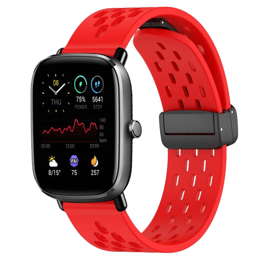 For Amazfit GTS 2 Mini 20mm Folding Magnetic Clasp Silicone Watch Band(Red) - Watch Bands by buy2fix | Online Shopping UK | buy2fix