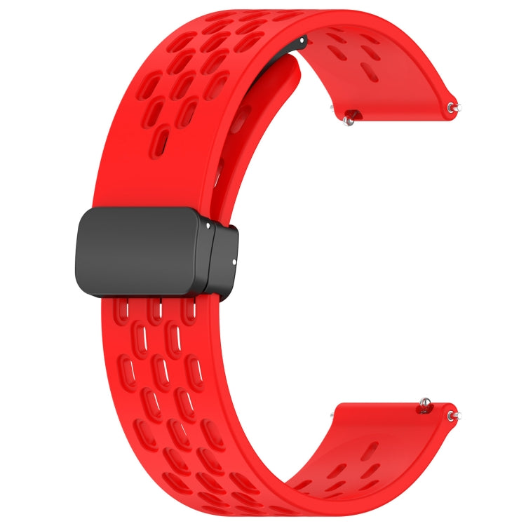 For Amazfit Bip3 20mm Folding Magnetic Clasp Silicone Watch Band(Red) - Watch Bands by buy2fix | Online Shopping UK | buy2fix