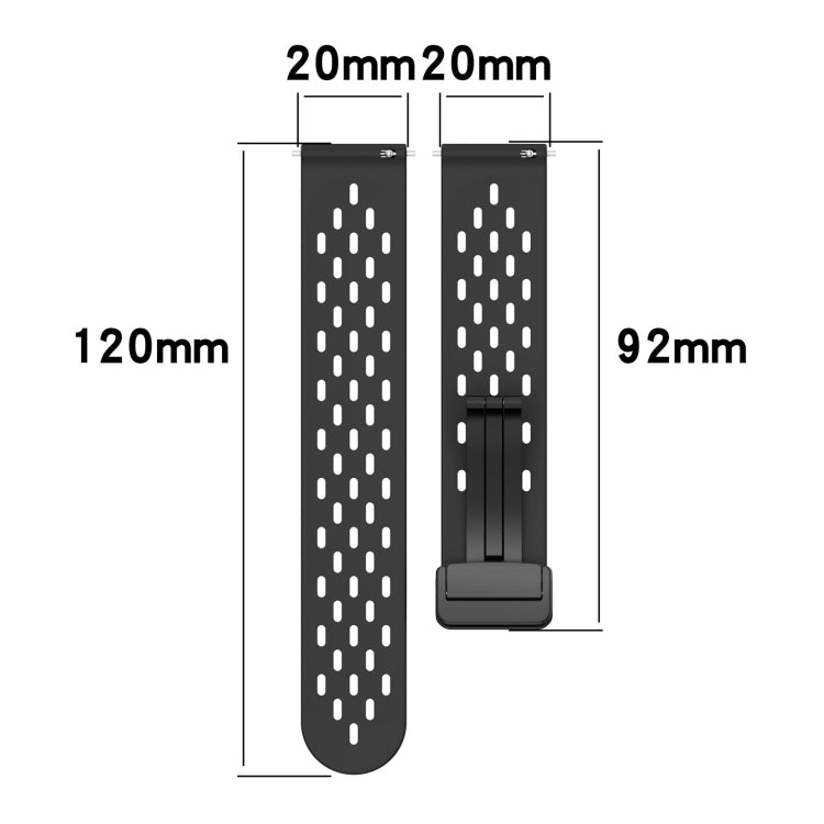 For Amazfit GTR 42mm 20mm Folding Magnetic Clasp Silicone Watch Band(Burgundy) - Watch Bands by buy2fix | Online Shopping UK | buy2fix