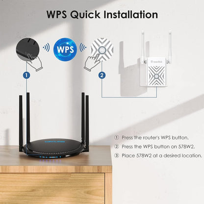 WAVLINK WN578W2 For Home Office N300 WiFi Wireless AP Repeater Signal Booster, Plug:UK Plug - Wireless Routers by WAVLINK | Online Shopping UK | buy2fix