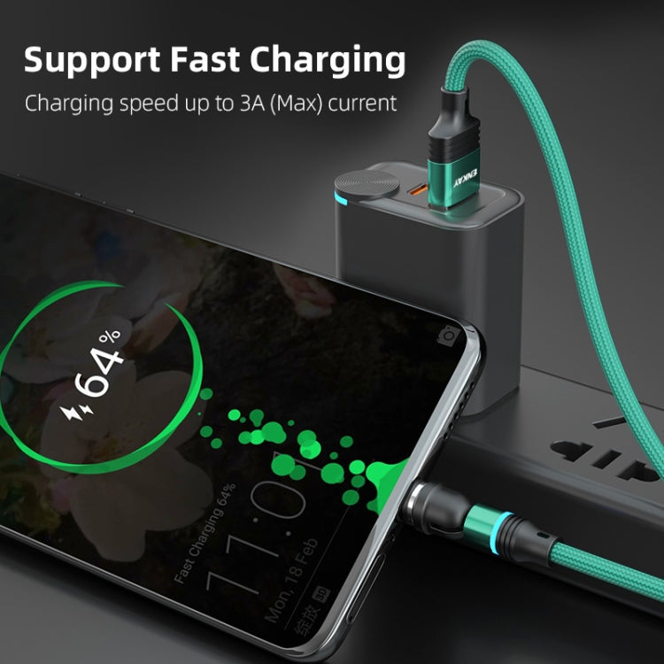 ENKAY 3 in 1 3A USB to Type-C / 8 Pin / Micro USB Magnetic 540 Degrees Rotating Fast Charging Cable, Length:1m(Green) - Charging Cable & Head by ENKAY | Online Shopping UK | buy2fix