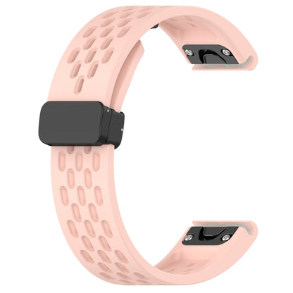 For Garmin Fenix 6S 20mm Folding Buckle Hole Silicone Watch Band(Pink) - Watch Bands by buy2fix | Online Shopping UK | buy2fix