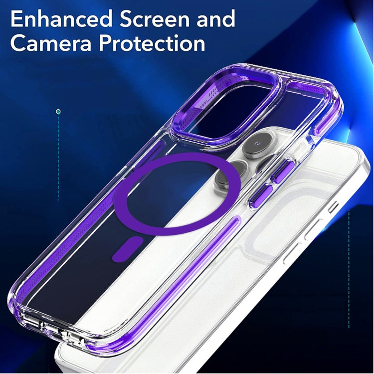 For iPhone 14 Pro Dual-color MagSafe TPU Hybrid Clear PC Shockproof Phone Case(Black) - iPhone 14 Pro Cases by buy2fix | Online Shopping UK | buy2fix