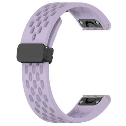 For Garmin Fenix 5x Sapphire Quick Release Holes Magnetic Buckle Silicone Watch Band(Purple) - Watch Bands by buy2fix | Online Shopping UK | buy2fix