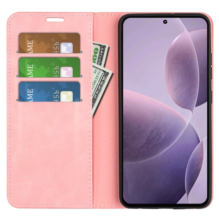 For Xiaomi Redmi K70 Retro-skin Magnetic Suction Leather Phone Case(Pink) - K70 Cases by buy2fix | Online Shopping UK | buy2fix