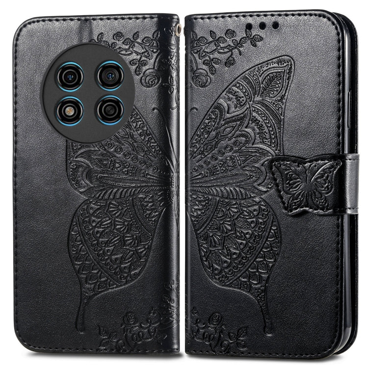 For Ulefone Note 15 Butterfly Love Flower Embossed Leather Phone Case(Black) - Ulefone Cases by buy2fix | Online Shopping UK | buy2fix