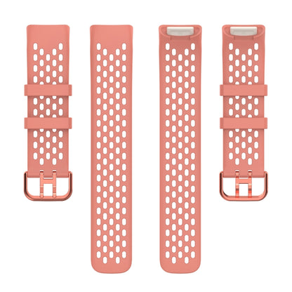For Fitbit Charge 5 Solid Color Breathable Sports Silicone Watch Band(Pink) - Watch Bands by buy2fix | Online Shopping UK | buy2fix