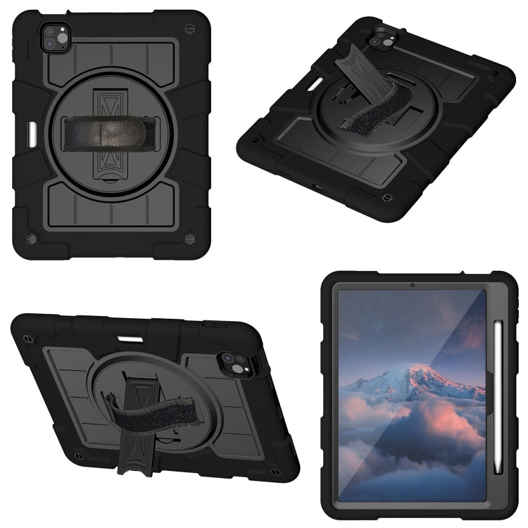 For iPad Air 11 2024 Silicone Hybrid PC Shockproof Tablet Case with Shoulder Strap(Black) - iPad Air 11 2024 Cases by buy2fix | Online Shopping UK | buy2fix