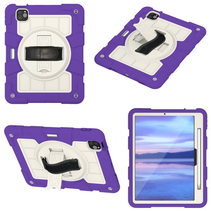 For iPad Pro 11 2024 Silicone Hybrid PC Shockproof Tablet Case with Shoulder Strap(Catharanthus Roseus) - iPad Pro 11 2024 Cases by buy2fix | Online Shopping UK | buy2fix