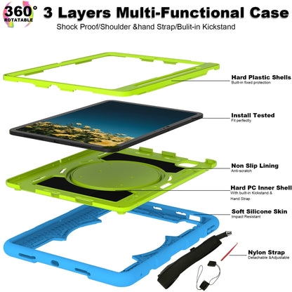 For iPad Pro 11 2024 Silicone Hybrid PC Shockproof Tablet Case with Shoulder Strap(Bluish-Green) - iPad Pro 11 2024 Cases by buy2fix | Online Shopping UK | buy2fix