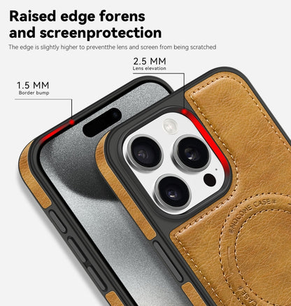 For iPhone 13 Multi-function Holder MagSafe PU Phone Case(Brown) - iPhone 13 Cases by buy2fix | Online Shopping UK | buy2fix