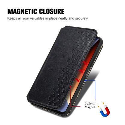 For Blackview A96 Cubic Grid Pressed Magnetic Leather Phone Case(Black) - More Brand by buy2fix | Online Shopping UK | buy2fix