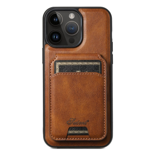 For iPhone 14 Pro Max Suteni H15 MagSafe Oil Eax Leather Detachable Wallet Back Phone Case(Brown) - iPhone 14 Pro Max Cases by Suteni | Online Shopping UK | buy2fix