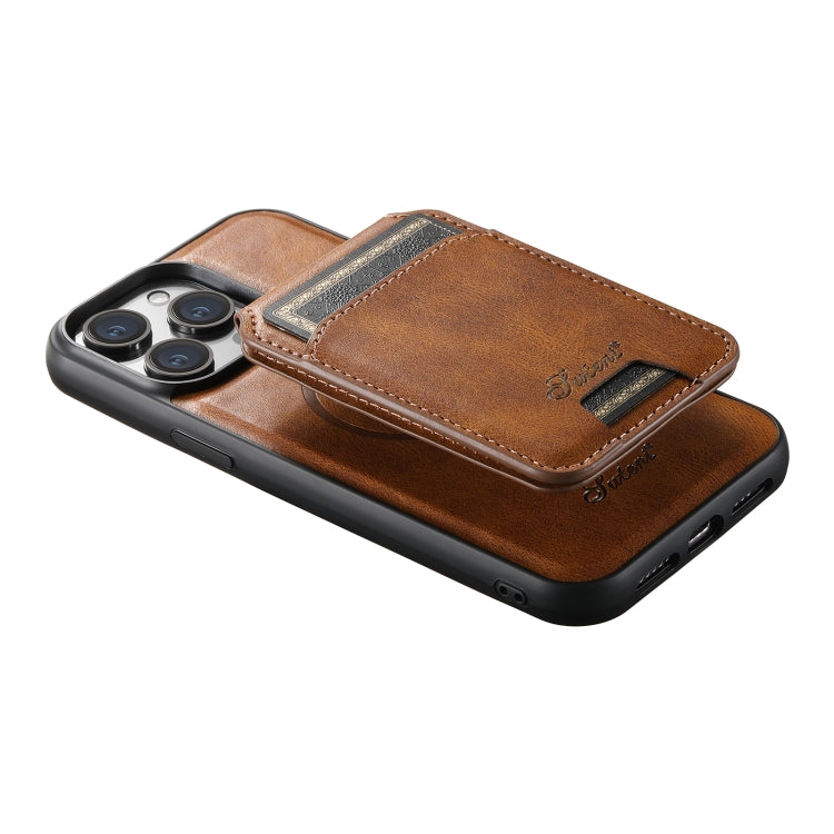 For iPhone 13 Suteni H15 MagSafe Oil Eax Leather Detachable Wallet Back Phone Case(Brown) - iPhone 13 Cases by Suteni | Online Shopping UK | buy2fix