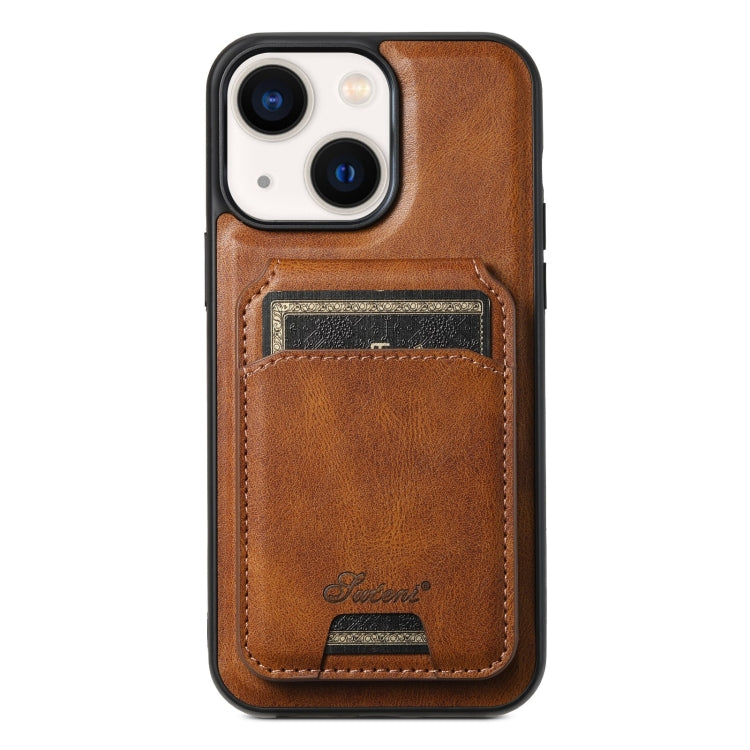 For iPhone 13 Suteni H15 MagSafe Oil Eax Leather Detachable Wallet Back Phone Case(Brown) - iPhone 13 Cases by Suteni | Online Shopping UK | buy2fix