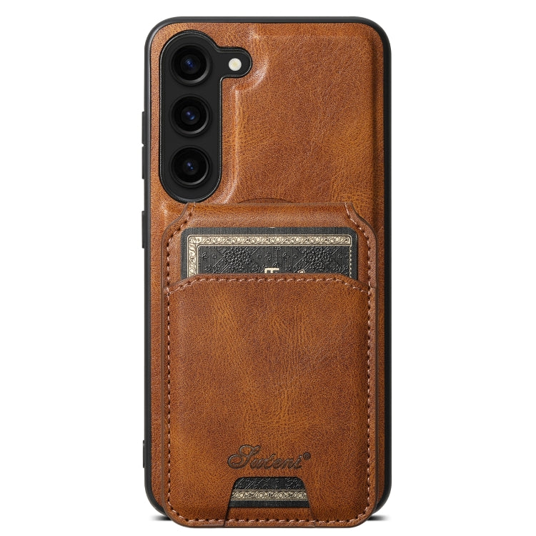 For Samsung Galaxy S23+ 5G Suteni H15  Oil Eax Leather Detachable Wallet Back Phone Case(Brown) - Galaxy S23+ 5G Cases by Suteni | Online Shopping UK | buy2fix