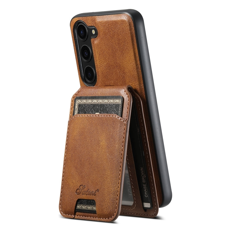 For Samsung Galaxy S23+ 5G Suteni H15  Oil Eax Leather Detachable Wallet Back Phone Case(Brown) - Galaxy S23+ 5G Cases by Suteni | Online Shopping UK | buy2fix