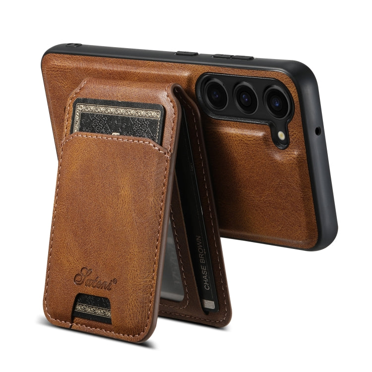 For Samsung Galaxy S23+ 5G Suteni H15  Oil Eax Leather Detachable Wallet Back Phone Case(Brown) - Galaxy S23+ 5G Cases by Suteni | Online Shopping UK | buy2fix