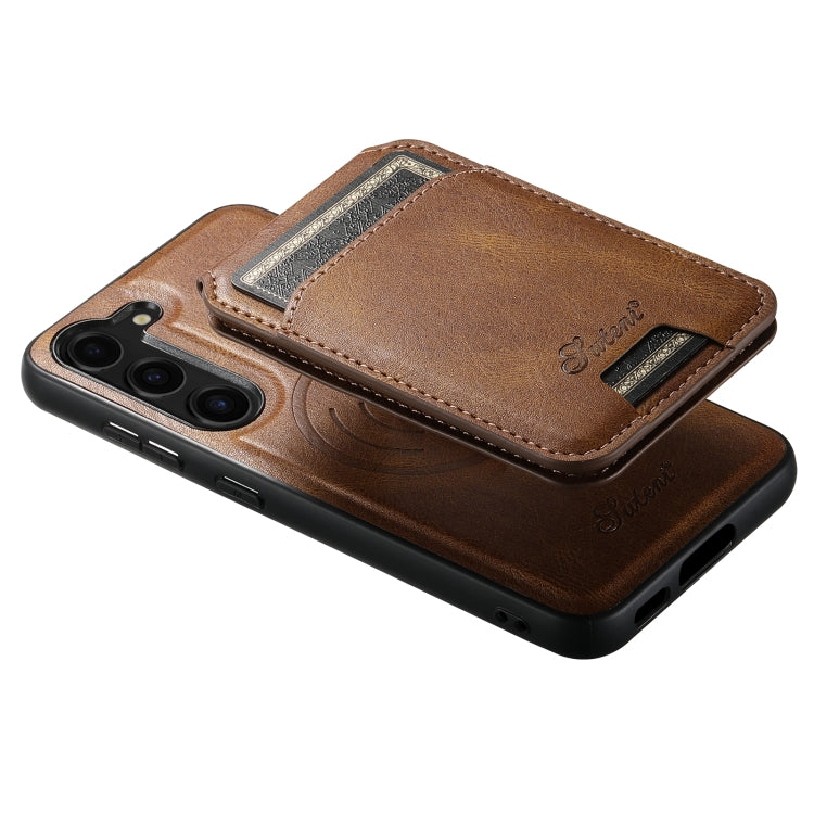 For Samsung Galaxy S23+ 5G Suteni H15  Oil Eax Leather Detachable Wallet Back Phone Case(Brown) - Galaxy S23+ 5G Cases by Suteni | Online Shopping UK | buy2fix