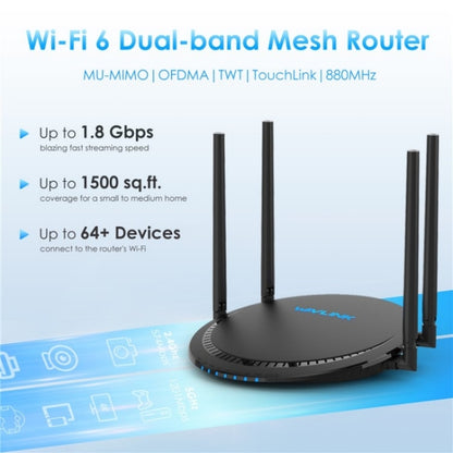 WAVLINK WN531AX2 AX1800 Dual Band Gigabit Wireless Internet Router WiFi 6 Repeater, Plug:UK Plug - Wireless Routers by WAVLINK | Online Shopping UK | buy2fix