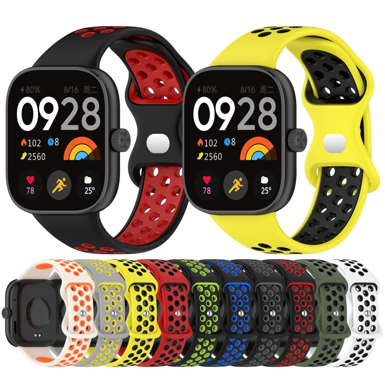 For Redmi Watch 4 Dual Color Perforated Silicone Watch Band(Red Black) - Watch Bands by buy2fix | Online Shopping UK | buy2fix