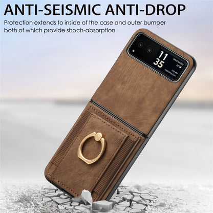 For Motorola Razr 40 Ultra Retro Skin-feel Ring Multi-card Wallet Phone Case(Brown) - Motorola Cases by buy2fix | Online Shopping UK | buy2fix