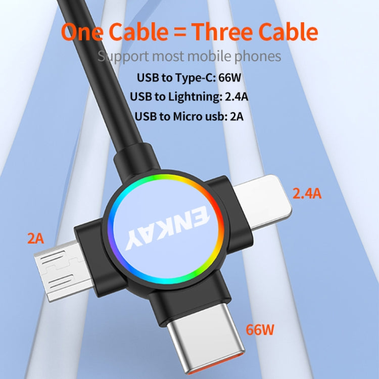 ENKAY 66W Reversible USB to Type-C / 8 Pin / Micro USB Elastic Spring Fast Charging Cable, Length 1.5m(Type B) - Multifunctional Cable by ENKAY | Online Shopping UK | buy2fix