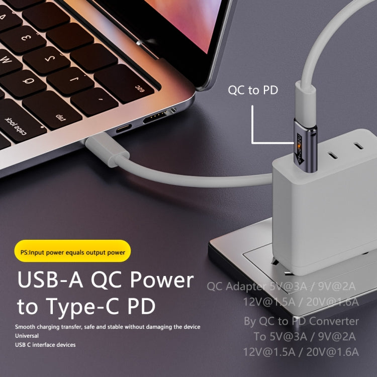 USB-A  Male QC3.1 to Type-C Female PD 10Gbps Converter Adapter, Model:Grey with Indicator Light - Cable & Adapters by buy2fix | Online Shopping UK | buy2fix