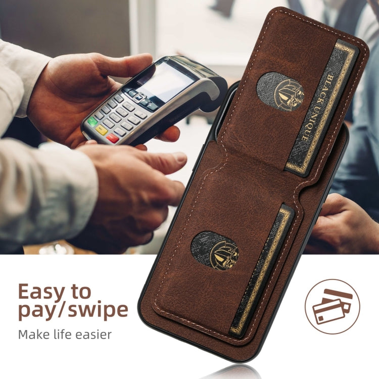 For iPhone 16 Plus Suteni H02 Litchi Leather Card Wallet Stand Back Phone Case(Brown) - iPhone 16 Plus Cases by Suteni | Online Shopping UK | buy2fix