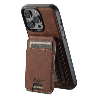 For iPhone 13 Pro Suteni H17 Litchi Texture Leather MagSafe Detachable Wallet Phone Case(Brown) - iPhone 13 Pro Cases by Suteni | Online Shopping UK | buy2fix