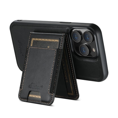 For iPhone 14 Pro Suteni H17 Oil Eax Leather MagSafe Detachable Wallet Phone Case(Black) - iPhone 14 Pro Cases by Suteni | Online Shopping UK | buy2fix
