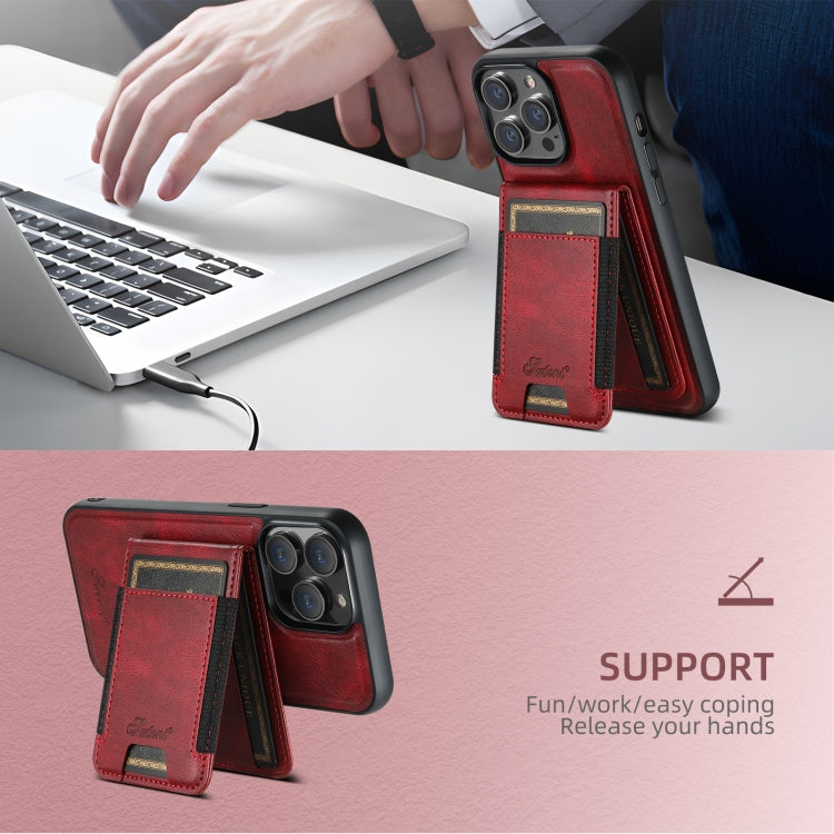 For iPhone 16 Plus Suteni H17 Oil Eax Leather MagSafe Detachable Wallet Phone Case(Red) - iPhone 16 Plus Cases by Suteni | Online Shopping UK | buy2fix