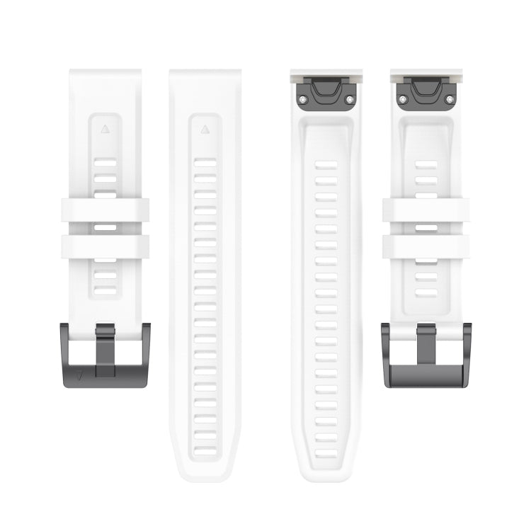 For Garmin Quatix 7 Pro Solid Color Black Buckle Silicone Quick Release Watch Band(White) - Watch Bands by buy2fix | Online Shopping UK | buy2fix