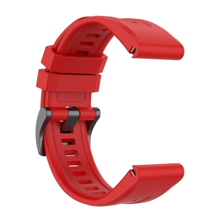 For Garmin Quatix 7 Pro Solid Color Black Buckle Silicone Quick Release Watch Band(Red) - Watch Bands by buy2fix | Online Shopping UK | buy2fix