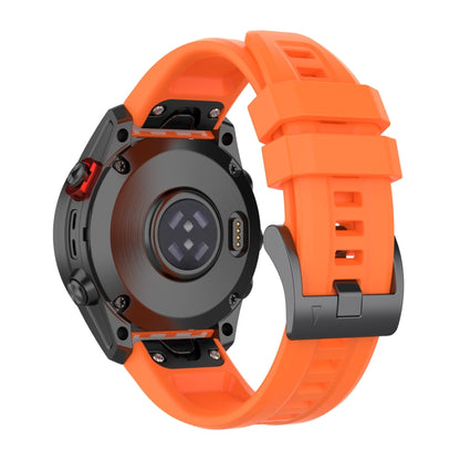 For Garmin Fenix 7 Pro Solid Color Black Buckle Silicone Quick Release Watch Band(Orange) - Watch Bands by buy2fix | Online Shopping UK | buy2fix