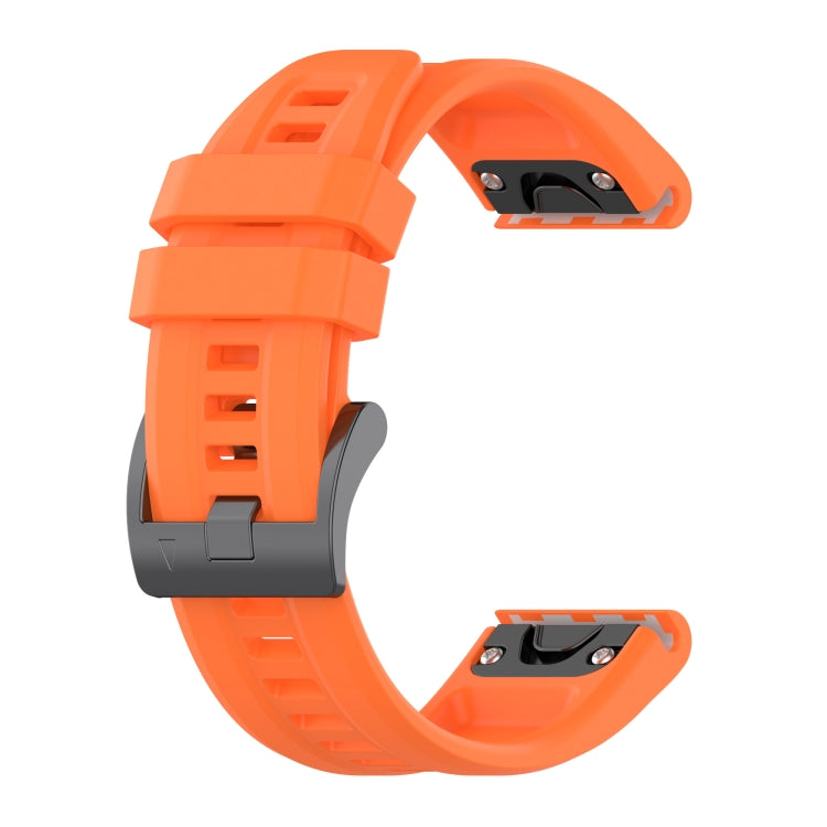 For Garmin Fenix 7 Pro Solid Color Black Buckle Silicone Quick Release Watch Band(Orange) - Watch Bands by buy2fix | Online Shopping UK | buy2fix