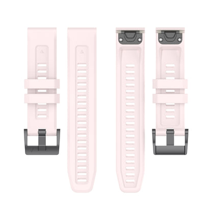 For Garmin Fenix 7 Solar / Sapphire Solar Solid Color Black Buckle Silicone Quick Release Watch Band(Pink) - Watch Bands by buy2fix | Online Shopping UK | buy2fix