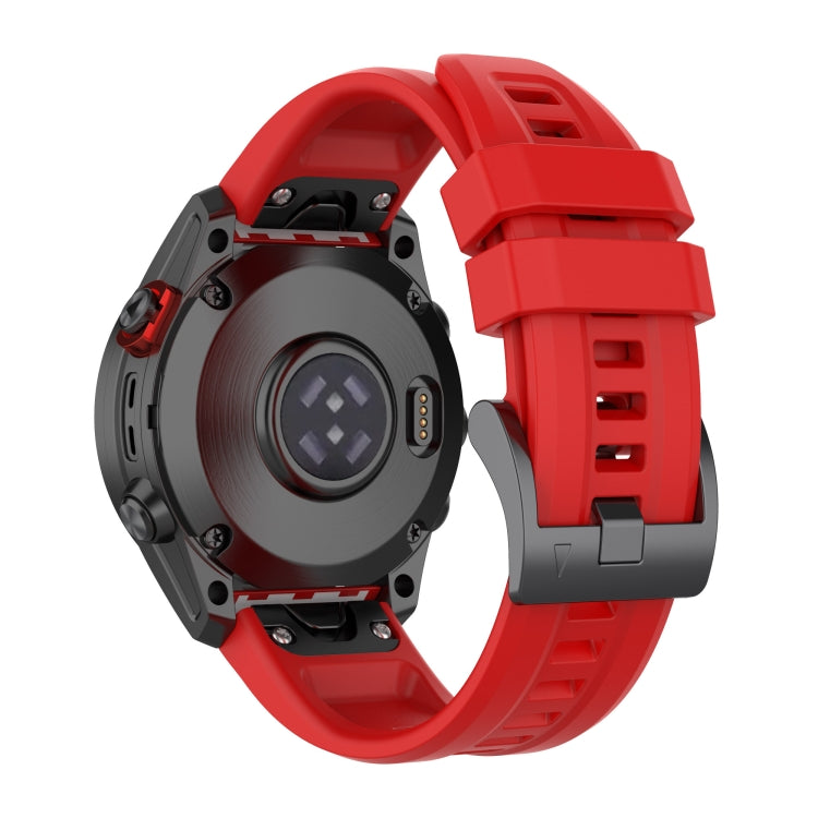 For Garmin Fenix 7 Solar / Sapphire Solar Solid Color Black Buckle Silicone Quick Release Watch Band(Red) - Watch Bands by buy2fix | Online Shopping UK | buy2fix