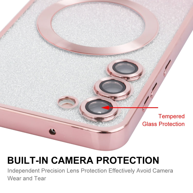 For Samsung Galaxy S23 5G ENKAY Hat-Prince Magnetic Glitter Plated TPU Phone Case with Lens Film(Silver) - Galaxy S23 5G Cases by ENKAY | Online Shopping UK | buy2fix