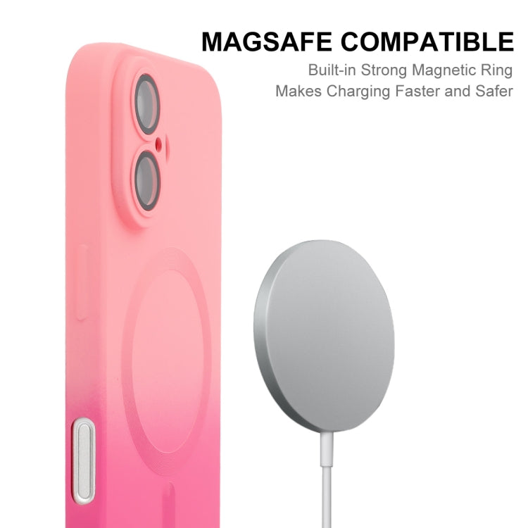 For iPhone 16 Plus ENKAY Hat-Prince MagSafe Rainbow Gradient Silicone Phone Case with Lens Film(Pink Rose) - iPhone 16 Plus Cases by ENKAY | Online Shopping UK | buy2fix