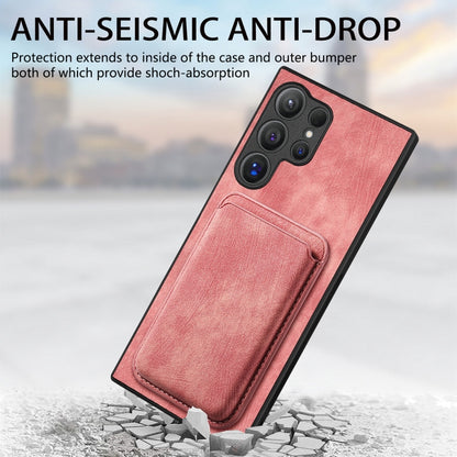 For Samsung Galaxy S24 Ultra 5G Retro Leather Card Bag Magnetic Phone Case(Pink) - Galaxy S24 Ultra 5G Cases by buy2fix | Online Shopping UK | buy2fix