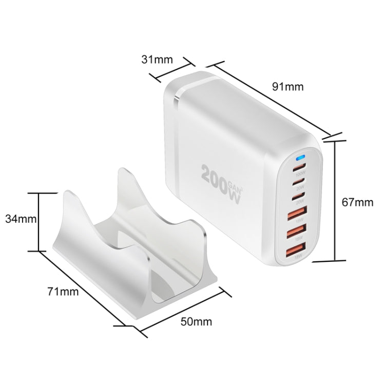 GaN PD100W Type-C x 3 + USB x 3 Multi Port Laptop Adapter, White, Plug Size:AU Plug - Universal Power Adapter by buy2fix | Online Shopping UK | buy2fix