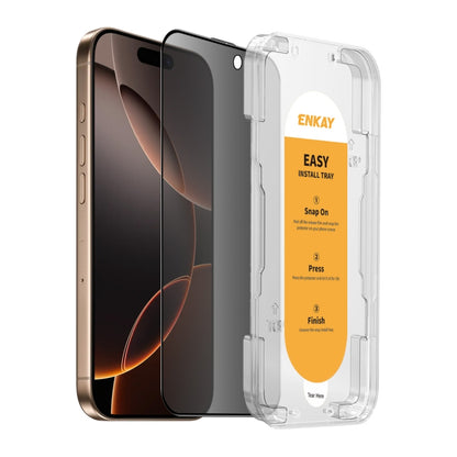 For iPhone 16 Pro ENKAY Easy Install Anti-peeping Privacy Full Screen Tempered Glass Film - iPhone 16 Pro Tempered Glass by ENKAY | Online Shopping UK | buy2fix