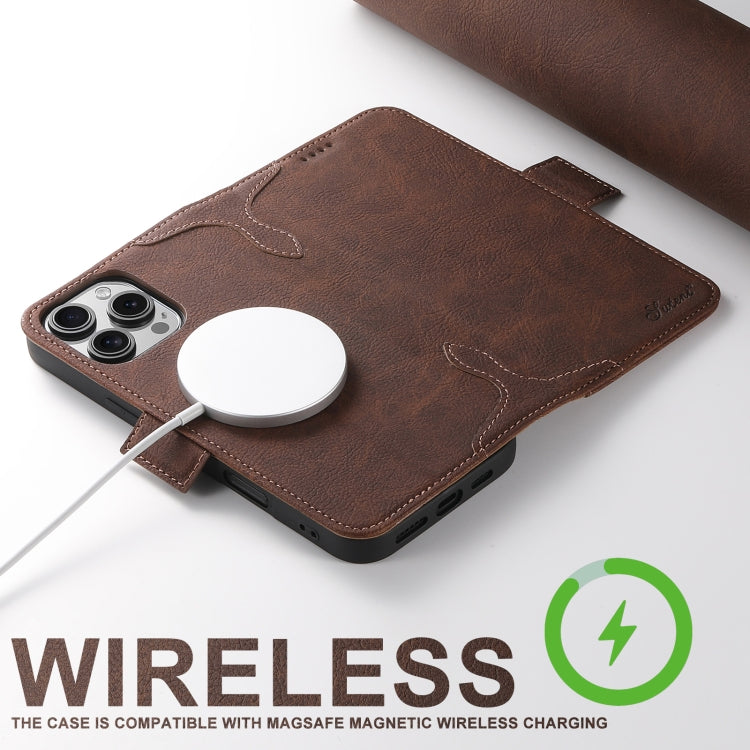 For iPhone 16 Plus SUTENI J07 Multifunctional Horizontal Flip Magsafe Leather Phone Case(Brown) - iPhone 16 Plus Cases by Suteni | Online Shopping UK | buy2fix