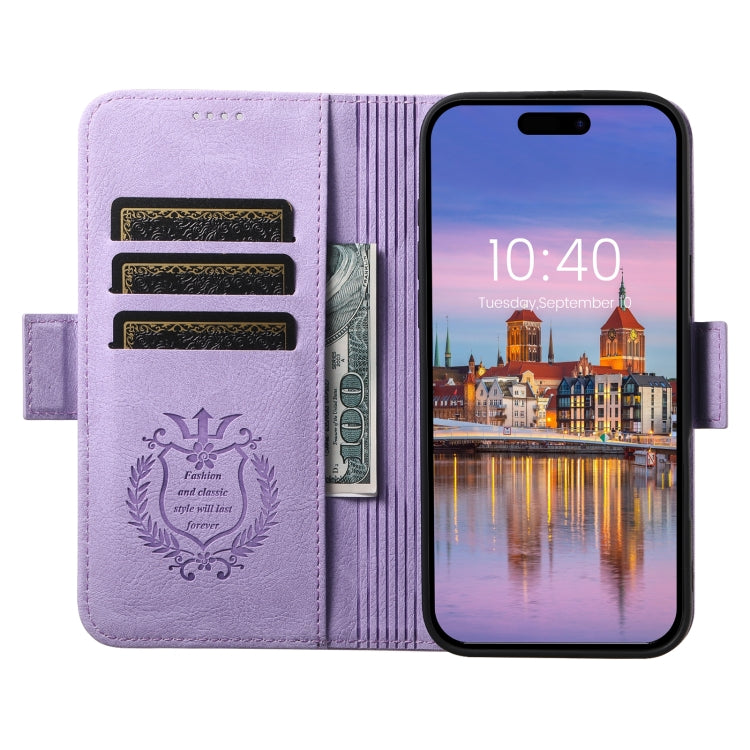 For iPhone 16 Plus SUTENI J07 Multifunctional Horizontal Flip Magsafe Leather Phone Case(Purple) - iPhone 16 Plus Cases by Suteni | Online Shopping UK | buy2fix