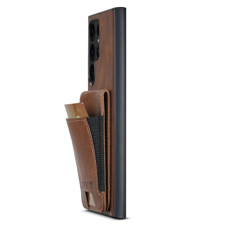 For Samsung Galaxy S23 Ultra 5G Suteni H03 Oil Wax Leather Wallet Stand Back Phone Case(Brown) - Galaxy S23 Ultra 5G Cases by Suteni | Online Shopping UK | buy2fix