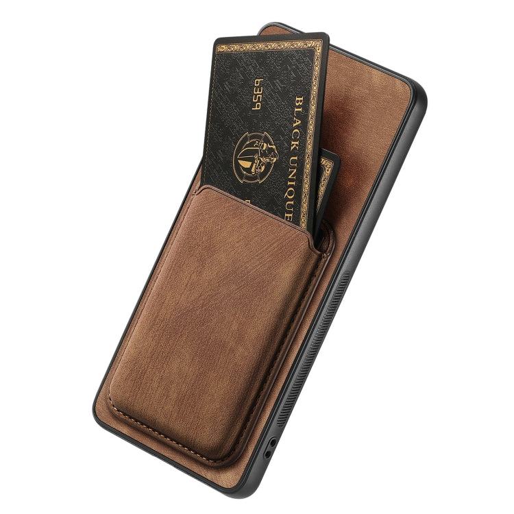 For OPPO Reno10 Pro+ Retro Leather Card Bag Magnetic Phone Case(Brown) - OPPO Cases by buy2fix | Online Shopping UK | buy2fix