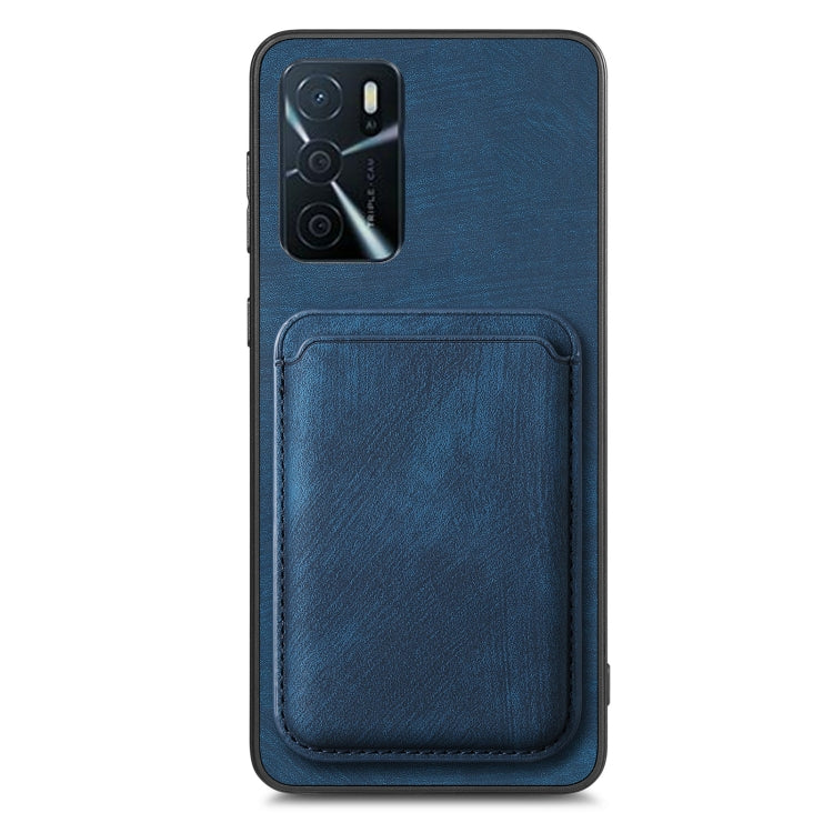 For OPPO Reno8 T 4G Retro Leather Card Bag Magnetic Phone Case(Blue) - OPPO Cases by buy2fix | Online Shopping UK | buy2fix