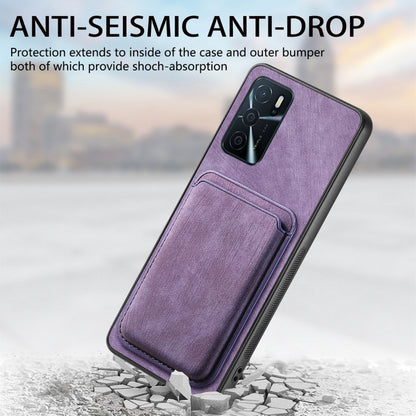 For OPPO Reno8 5G Retro Leather Card Bag Magnetic Phone Case(Purple) - OPPO Cases by buy2fix | Online Shopping UK | buy2fix